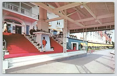 Mackinac Island Michigan~Grand Hotel Porch View~Main Stairway~1960s Postcard • $3