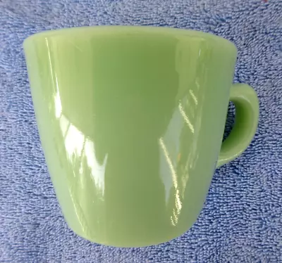 Vintage 1950s Fire King Jadeite Thick Green Glass Cup Mug Restaurant Ware • $10