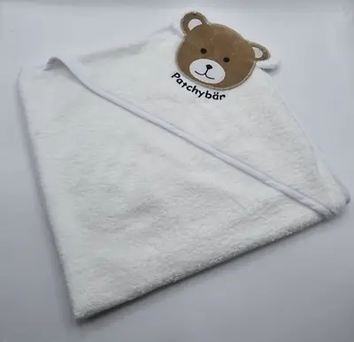 Baby Hooded Towel Luxury 100% Cotton Bear Embroidered New-born Infant Bath Time • £7.99