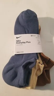 Nike Multicolor 3-Pair Pack No Show Socks Size L  8-12 MEN (BLUE/CREAM/BROWN) • $14.50