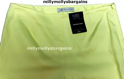 M&S Womens Marks And Spencer Yellow Tapered Crop Trousers Size 18 16 12 • £9.99