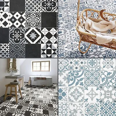 Vinyl Flooring Cushioned Sheet Lino Multi Patchwork Tile Effect Kitchen Bathroom • £231.32