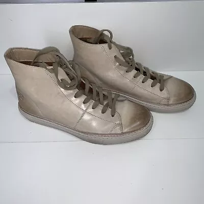 Frye Leather Hightop Sneakers/ Boot Men Size 8.5 M Sand Lace Up • $44.25