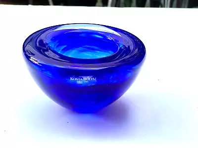 KOSTA BODA Blue Swirl Glass Atoll CANDLE HOLDER Votive Anna Ehrner • $32