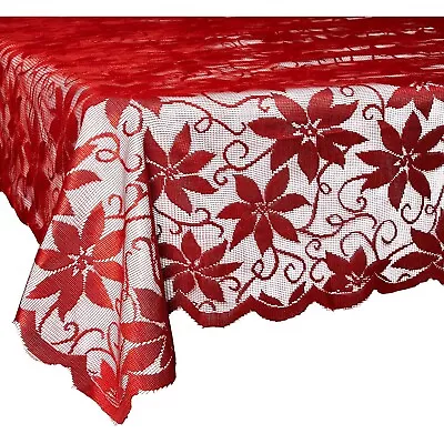 $17.99 • Buy Lace Rectangular Table Cloth Cover Tablecloth For Christmas, 60 X 80 Inches, Red