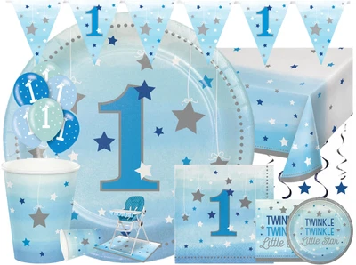 £6.99 • Buy 1st First Birthday Party Boys Blue Plates Napkins Tablecover Banners Decorations