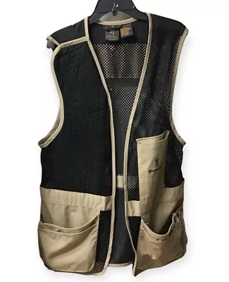 Vintage? Browning Full Mesh Quilted Shooting Hunting Vest Black Beige Men Large • $37.50