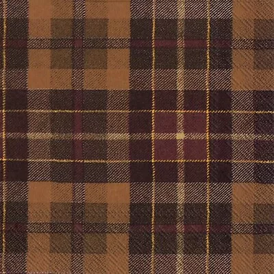 £1.39 • Buy 4 Single Paper Decoupage Napkins. Brown Classic Scottish Tartan Design -959