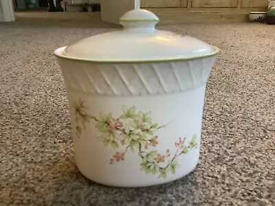 Vintage M&S St. Michael FLORAL TRELLIS Tall Lidded Pot Oval • $10.58