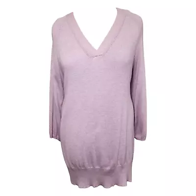 CHICO'S V Neck Tunic Sweater Angora Blend Plus Size 3 Purple Lavender 16 XL • $17