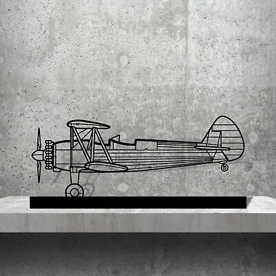 Wall Art Home Decor 3D Acrylic Metal Plane Aircraft USA Silhouette Stearman 75 • $87.99