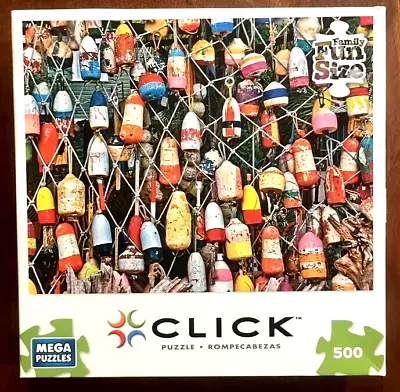 Mega Puzzles Click 500 Piece Jigsaw Puzzle - Net Lobster Buoy Heaven - Complete • $14.99