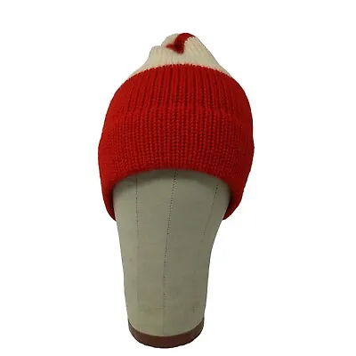 Vintage Wigwam Mills Beanie Toboggan Hat Sheboygan Wisconsin Striped Red Cream • $15