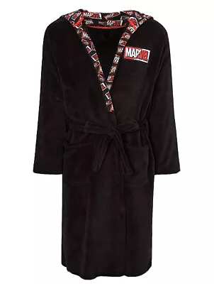 MARVEL Official SLOGAN Mens Soft Fluffy Fleece Bathrobe Dressing Gown George NEW • £38.99