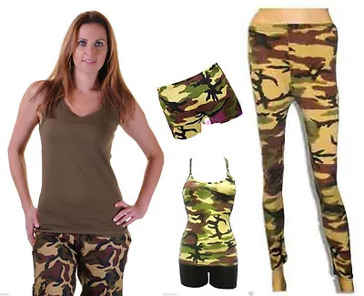 Ladies Girls Mens Boys Camouflage Army Full Range Dance Wear Fancy Dress • £4.39