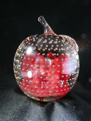 Vintage Art Glass- Murano Controlled Bubble Paperweight- Red Apple- #505 • $24.95