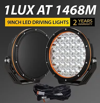 Pair 9 Inch LED Spotlights Offroad Driving Lights Black Round Work SUV Truck 4x4 • $129.95