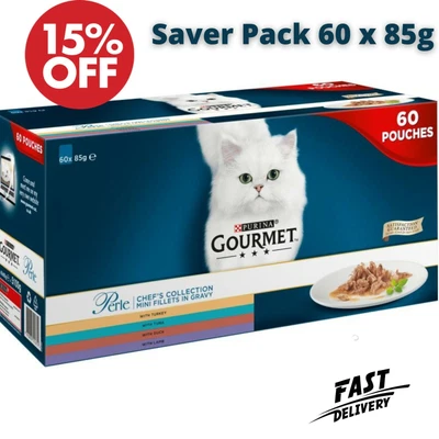 £38.99 • Buy Gourmet Perle Chef's Collection Cat Food In Gravy (60x85g) = 60 Pouches!