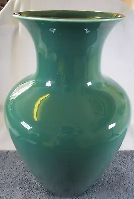 Lovely Large Vintage Dark Green Glaze Ceramic Tall Modern Decor Vase • £15.95