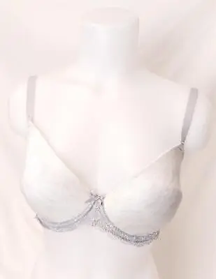 F&F T-Shirt Bra Supersoft Underwired Lace Trim Comfort Grey Shop Soiled • £3.95