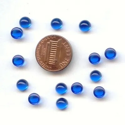 $3.74 • Buy 100 VINTAGE SAPPHIRE UNFOILED ACRYLIC 6mm. ROUND SMOOTH DOME CABOCHONS B176
