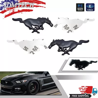 2Pcs 3D Metal Matte Black Running Horse Emblem For Ford Mustang Door Side Fender • $7.99