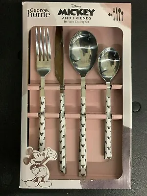 BNIB Disney Mickey Mouse 16 Piece Cutlery Set Knife Fork Spoon Asda • £21.99
