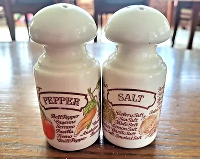 Vintage Avon Ceramic Mushroom Salt Pepper Shakers Country Kitchen Lot Of 2 1980 • $5