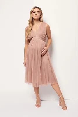 Women's Anaya Pink Maternity Bridesmaid Wedding Occasion Dress 10 • £38