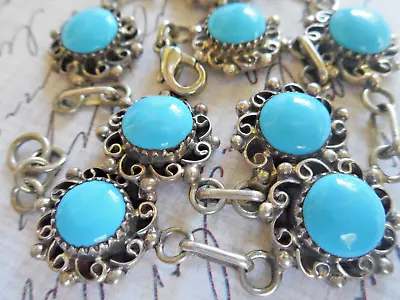 Vintage Sterling Silver Turquoise Bracelet   8.75    40NL4 • $85