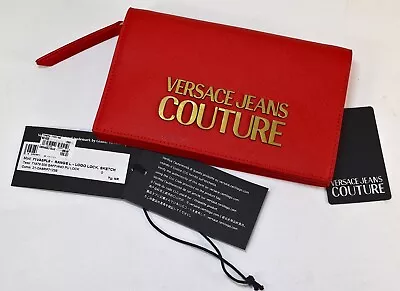 NWT Versace Jeans Couture Red Signature Wallet On A Chain • Missing Chain • $99.99