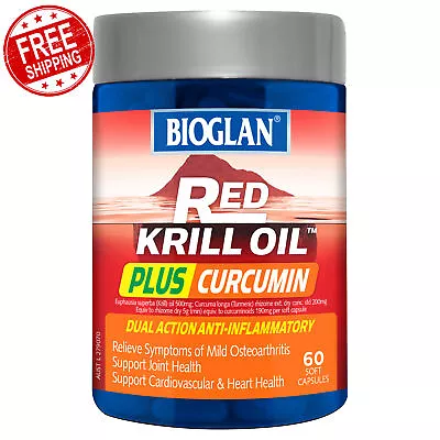 Bioglan Red Krill Oil Plus Curcumin Dual Action Anti-Inflammatory 60 Capsules • $38