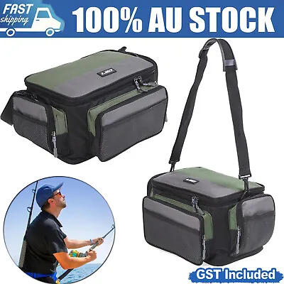 Large Fishing Crossbody Tackle Bag Waist Shoulder Reel Lure Gear Storage Pack AU • $26.59