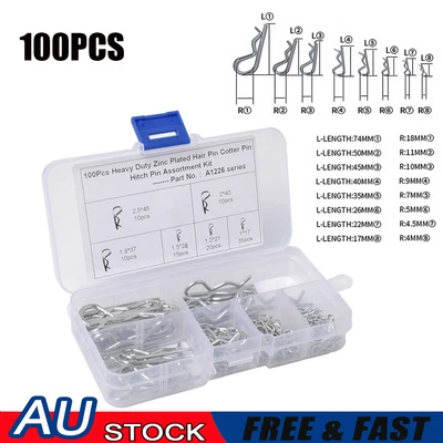 $12.99 • Buy 100pcs R Clips Spring Lynch Hitch Cotter Hair Pin Assortment Steel Tractor AU