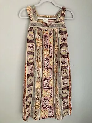 Vintage Smart Time House Dress Mumu Pearl Snap Safari Animals Cottagecore Granny • $29.90