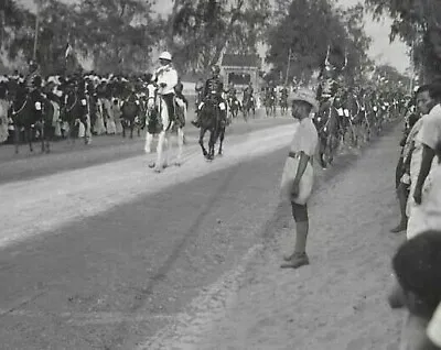 1944 Glossy Photo Cochin India Maharajah Parade Military Soldiers Horses People • $17.41