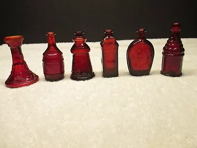 Vintage WHEATON NJ Bottles  Miniature Red Colored Bottles - 3  Tall Lot Of 6 • $9.99