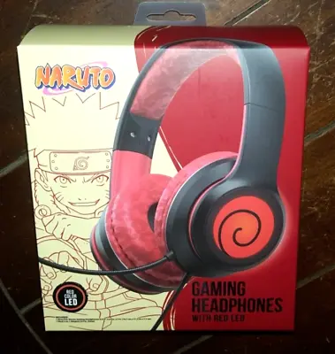 NARUTO Gaming Headphones RED/BLACK W/Red LED & Adjustable Mic - HP-1207-RED • $24.99