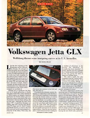 Volkswagen Jetta GLX MK4 VW VR6 1999 Vintage 2 Pg Print Article Ad Original • $7.99