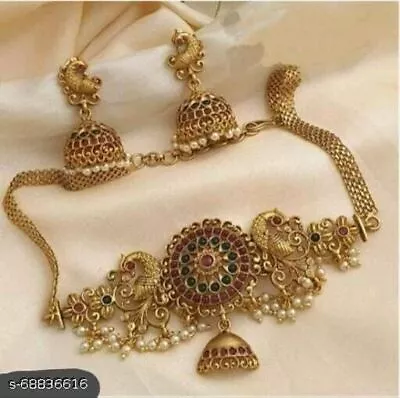 Indian Bollywood Gold Plated Kundan Choker Necklace Bridal Pearl CZ Jewelry Sets • $22.17