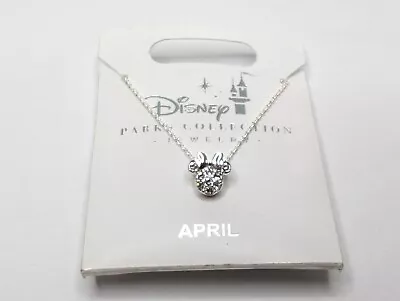 Disney Parks April Minnie Mouse Head CZ NWT Adjustable Pendant Necklace 15 -18  • $16.99