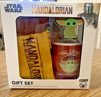 Star Wars The Mandalorian Baby Yoda Boxed Gift Set W/ Crew Socks Mug Key Chain • $5.99
