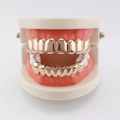 18K White Gold Plated Mouth GRILLZ Custom Teeth Top Bottom Silver Grill • $9.74