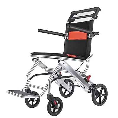 Ultralight Orange Folding Transport Wheelchair With Seat Belt Weighing Only 15lb • $149