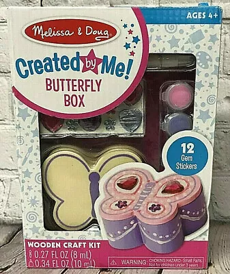 $11.88 • Buy Melissa & Doug Created By Me BUTTERFLY BOX Wooden Craft Kit Sticker Paints Glue