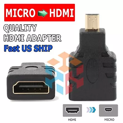 HDMI Type A Female To Micro HDMI Type D Male Plated Adapter Converter Connector • $2.99