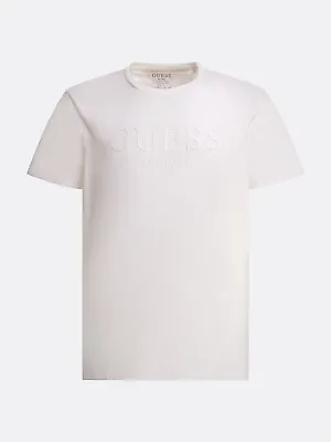 GUESS Men's T Shirt M2RI29J1311 Rubber Front Logo Print   White • £34.99