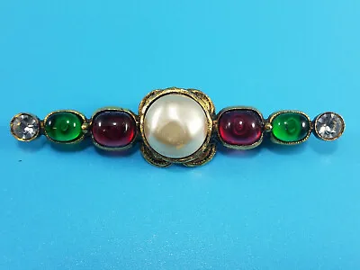 $750 • Buy CHANEL Classic Gripoix Glass And Faux Pearl Brooch Pin, 1985, Vintage Jewelry