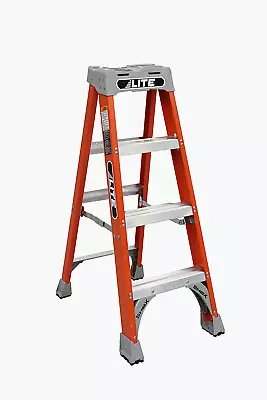 4' Fiberglass Step Ladder 300-Pound Capacity Type IA LP-3011-04 Orange • $214.99