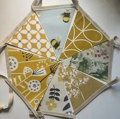 Handmade Oilcloth Bunting - Garden/Home Garden Yellow - 2 Meters Double Sided • £16.50